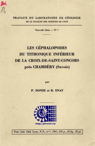 Les cephalopodes du tithonique inferieur de la Croix-de-Saint-Concors pres Chambery (Savoie)