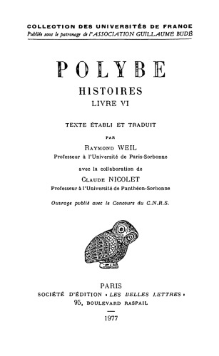 Polybe: Histoires, Tome VI: Livre VI