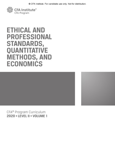 2020 CFA Program Curriculum: Level 2, Volume 1