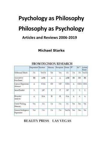 Psychology as Philosophy, Philosophy as Psychology - Articles and Reviews 2006-2019