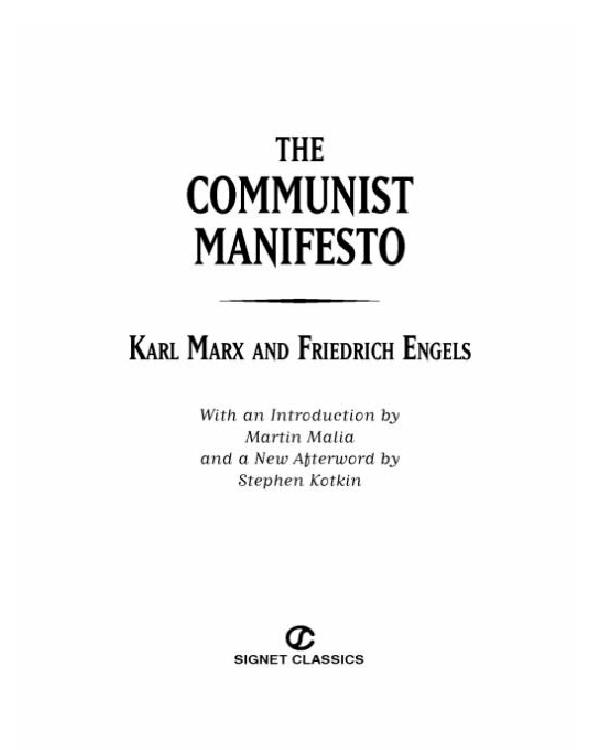 The Communist Manifesto