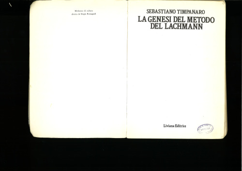 La genesi del metodo del Lachmann