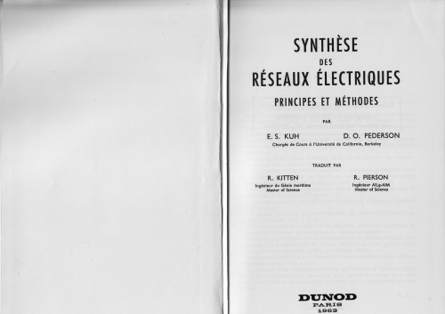 Synthèse des réseaux électriques - Principes et méthodes