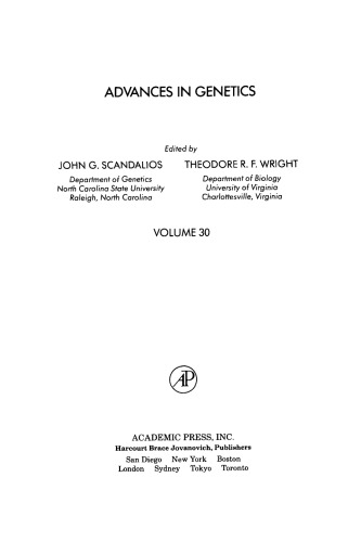 Advances in Genetics, Vol. 30