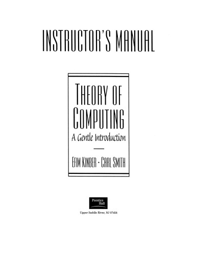 Instructor’s manual  Theory of computing Solutions