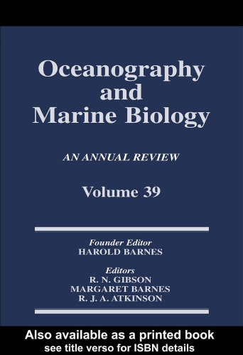 Oceanography and Marine Biology: An Annual Review: Volume 39