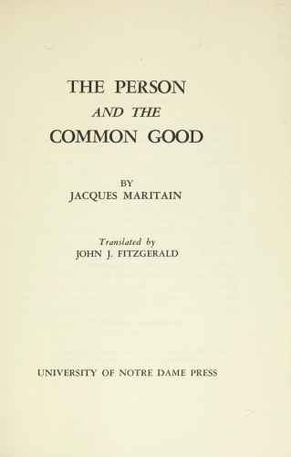 The Person and the Common Good