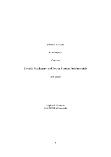 Electric Machinery And Power System Fundamentals