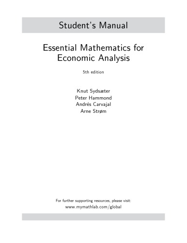 Essential mathematics for economic analysis - Student’s Manual