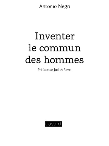 Inventer le commun des hommes