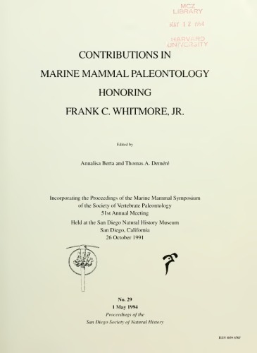 Contributions in marine mammal paleontology