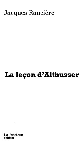 La leçon d’Althusser