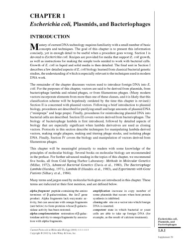 Current protocols Molecular Biology