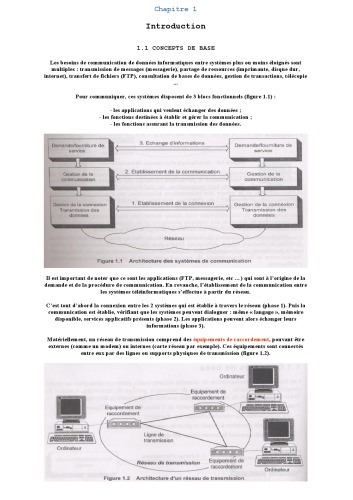 Transmissions et Reseaux, Cours et exercices corriges