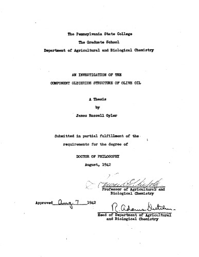 An Investigation of the Component Glyceride Structure of Olive Oil