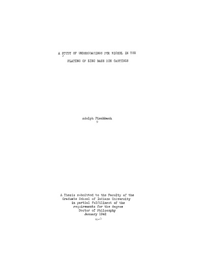 A study of undercoatings for nickel in the plating of zinc base die castings