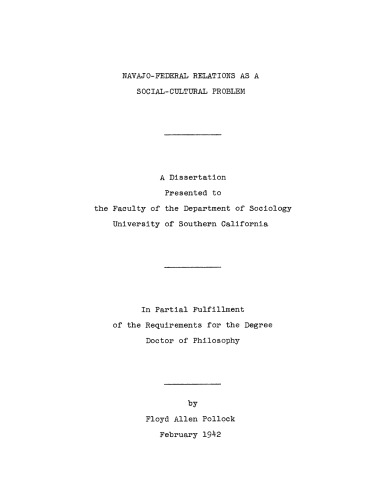 Navajo-federal relations as a social-cultural problem