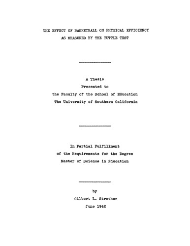 The effect of basketball on physical efficiency as measured by the Tuttle Test