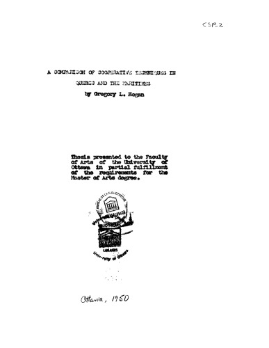 A Comparison of cooperative techniques in Quebec and the Maritimes