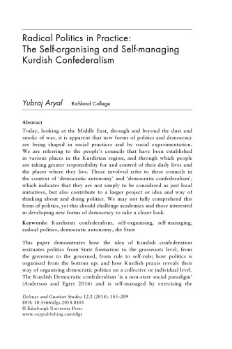 Radical Politics in Practice: The Self-organising and Self-managing Kurdish Confederalism