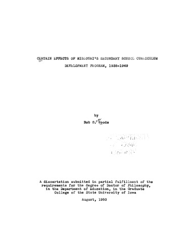 Certain Effects of Missouri’s Secondary School Curriculum Development Program, 1938–1949