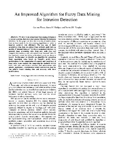 An Improved Algorithm for Fuzzy Data Mining for Intrusion Detection