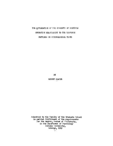 The application of the concepts of multiple operation measurement to the response patterns on psychological tests