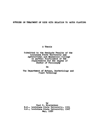 Studies on treatment of rice with relation to water planting