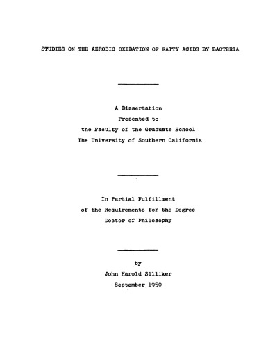 Studies on the aerobic oxidatin of fatty acids by bacteria