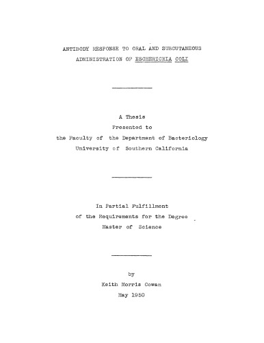 Antibody response to oral and subcutaneous administration of Escherichia coli