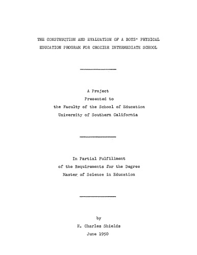 The construction and evaluation of a boys’ physical education program for Crozier Intermediate School