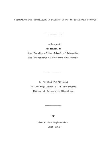 A handbook for organizing a student court in secondary schools