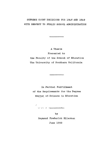 Supreme Court decisions for 1948 and 1949 with respect to public school administration