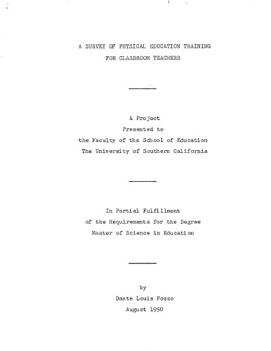 A survey of physical education training for classroom teachers