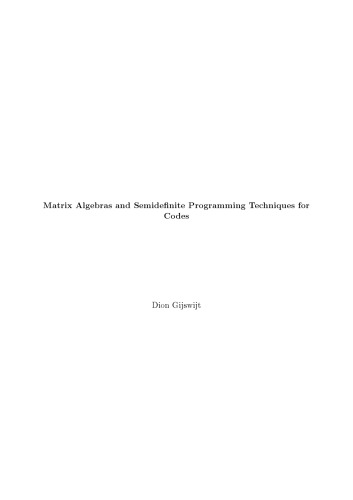 Matrix Algebras and Semidefinite Programming Techniques for Codes