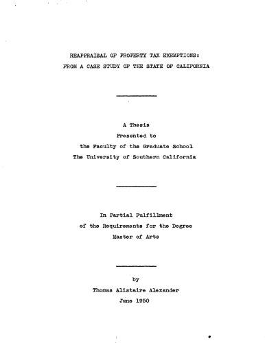 Reappraisal of property tax exemptions: From a case study of the state of California