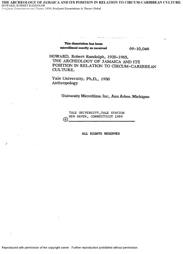 THE ARCHEOLOGY OF JAMAICA AND ITS POSITION IN RELATION TO CIRCUM-CARIBBEAN CULTURE.