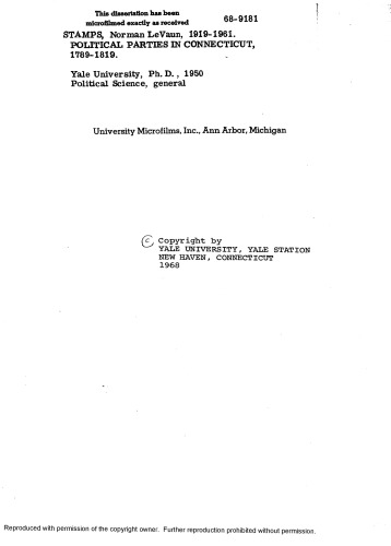 POLITICAL PARTIES IN CONNECTICUT, 1789-1819