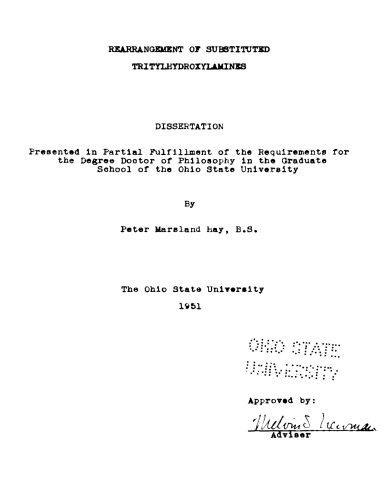 REARRANGEMENT OF SUBSTITUTED TRITYLHYDROXYLAMINES