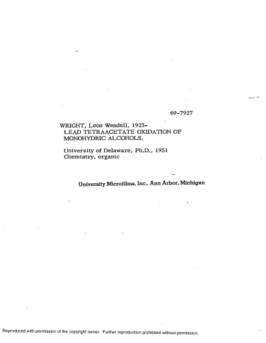 LEAD TETRAACETATE OXIDATION OF MONOHYDRIC ALCOHOLS