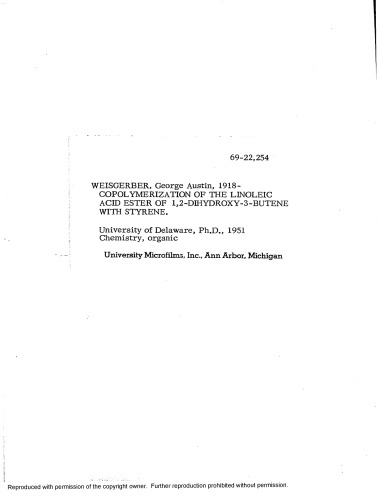 Copolymerization of the Linoleic Acid Ester Of 1,2-Dihydroxy-3- Butene With Styrene