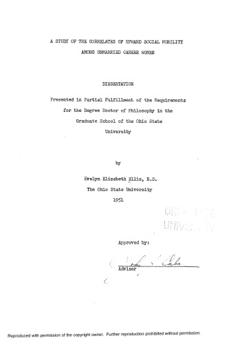 A Study of the Correlates of Upward Social Mobility Among Unmarried Career Women