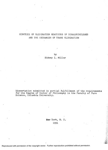 KINETICS OF ELIMINATION REACTIONS OF DIHALOETHYLENES AND THE MECHANISM OFTRANS ELIMINATION