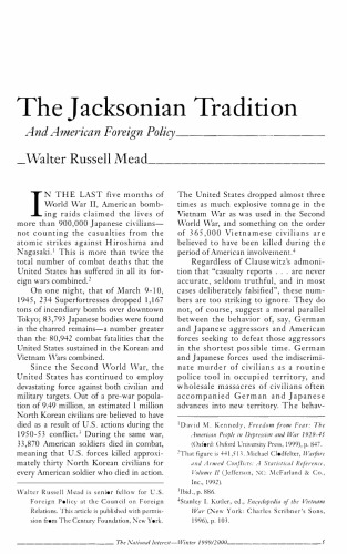 Jacksonian Tradition and American Foreign Policy