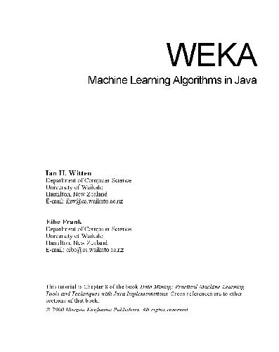 Data Mining: Practical Machine Learning Tools and Techniques With Java Implementations