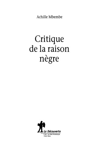 Critique de la raison nègre