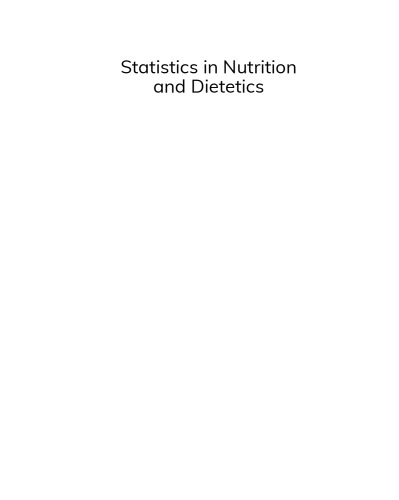 Statistics In Nutrition And Dietetics