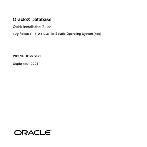 Oracle Database Quick Installation Guide 10g Release 1 (10.1.0.3) for the Solaris Operating System (x86)