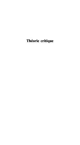 Théorie critique : essais