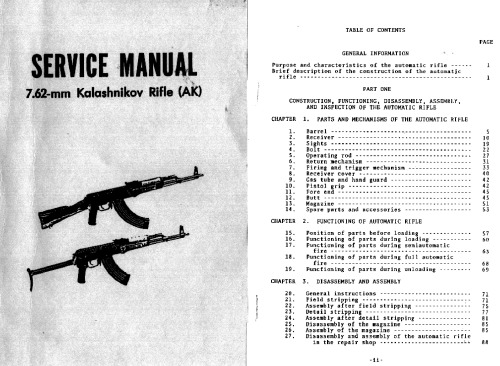 Service Manual Ak47 Rifle 7.62x39 Mm